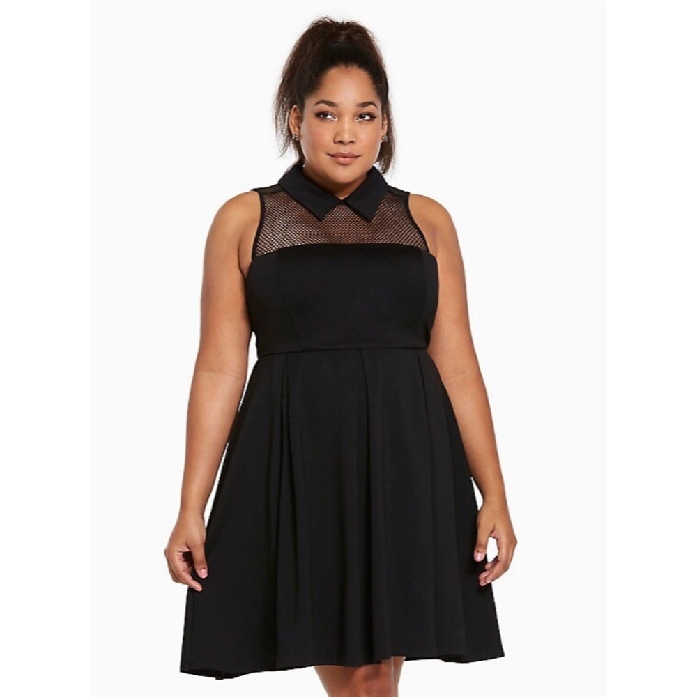 Torrid Mesh collar Pointe Black Dress - Picture 1 of 8
